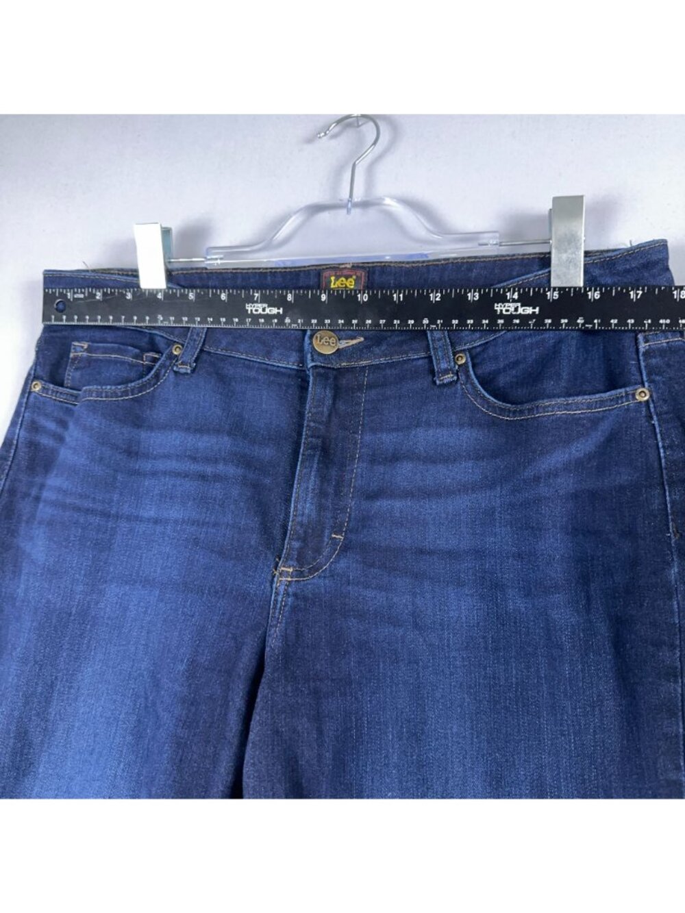 Lee Jeans Size 5 Short Straight Leg High Rise Smarter Fit Blue Dark Wash - Picture 11 of 15